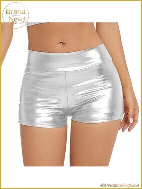 Metallic Rave Booty Shorts High Waisted Shiny Dance Festival Bottoms